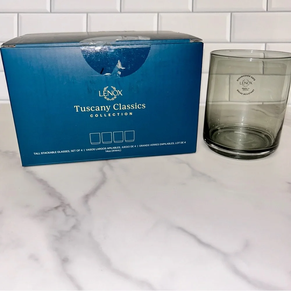 Lenox Tuscany Tall Stackable Glasses in Smoke, 4 piece set - Picture 2 of 6